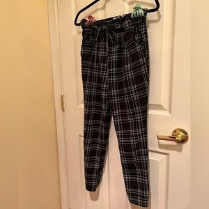 Black & White Business Casual Straight Leg Gingham Pants